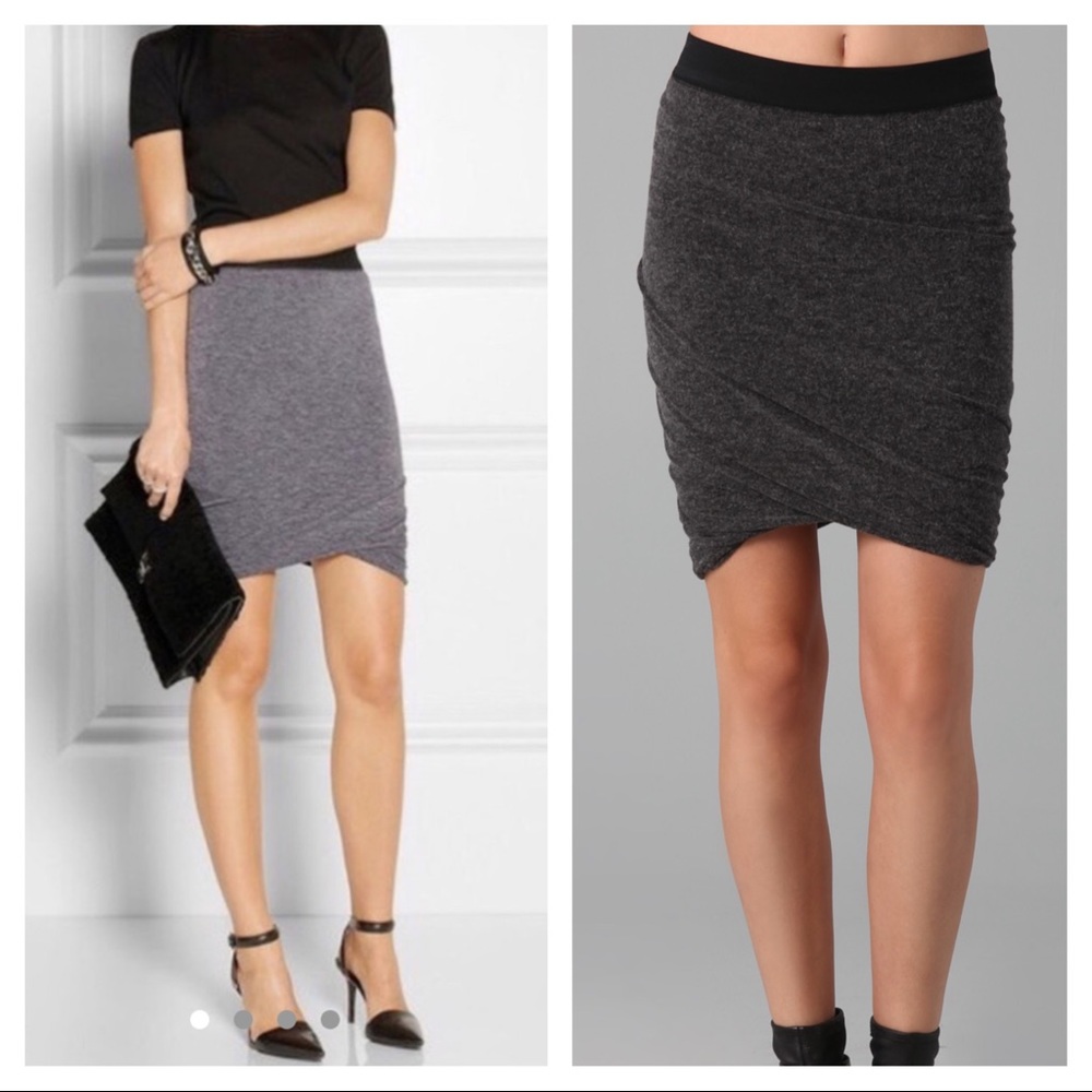 T by Alexander Wang Ruched Twist Skirt in DarkGray